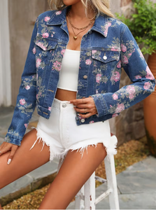 Chaqueta vaquera de camionero con estampado de leopardo para mujer TRIBON SPORTS, manga larga, cuello vuelto, largo regular, informal, lavada, con parches, para otoño e invierno - Product Image 5