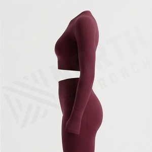 Ensemble de yoga deux pièces sexy avec soutien-gorge intégré, tenue de fitness pour femmes, haut de sport, vêtements d'exercice, survêtements athlétiques personnalisables avec logo - Product Image 3