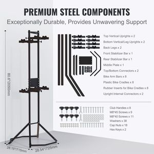 Support de rangement vertical pour 4 vélos, entièrement réglable, en acier robuste, pour vélos de route, installation facile à domicile - Product Image 6