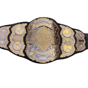 Cinturón de Campeón Mundial de Lucha Libre, Diseño Dorado y Negro, Cinturón de Título Personalizable en Cuero, Artículo de Colección Premium, Campeón Deportivo - Product Image 2