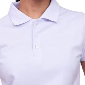 Womens <b>White</b> Cotton <b>Polo</b> Shirt Short Sleeve Solid Color Preppy Style Regular Fit Oxford Fabric Fit OEM Wholesale - Product Image 2