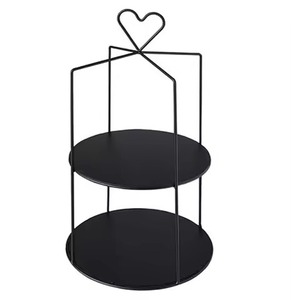 Support à gâteau en métal de luxe à 2 niveaux, présentoir à cupcakes, support de service pour desserts, décoration de table pour mariage et fête - Product Image 1