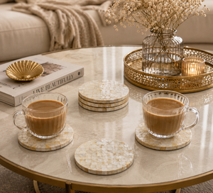 Best Selling Mother of Pearl Inlay Coaster Luxury <b>Table</b> <b>Protector</b> For Tea Coffee Mugs Decorative Dining Coffee <b>Table</b> Accessories - Product Image 2
