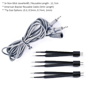 Pacho Industries 3x Antiadhésif pour bijoutier # 5 Pinces bipolaires en acier inoxydable 11,7 cm réutilisables avec câble américain de 3 m, pointes de 0,3 à 1 mm - Product Image 3