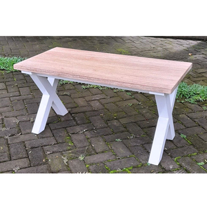 Rectangular <b>Coffee</b> <b>Table</b> Cross Leg Solid Teak Wood Non-Foldable with <b>White</b> Washed Top <b>Table</b> Finish TAB23 Model - Product Image 1