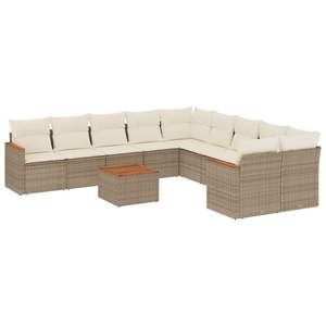 Grand ensemble de canapés de jardin modulaires en rotin PE beige, meubles d'extérieur modulaires confortables - Product Image 2