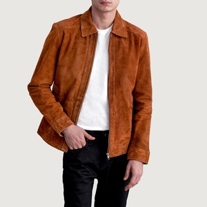 Veste en cuir suédé marron élégante pour hommes, tendance, personnalisable sur commande, disponible à prix de gros avec des designs élégants et uniques - Product Image 3