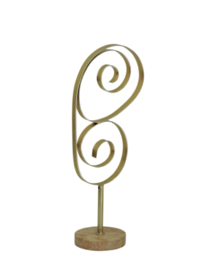 Modern <b>Gold</b> Aluminium Double Spiral Abstract Sculpture Handcrafted Swirl Metal Art <b>Statue</b> with Round Wooden Base Home Decor - Product Image 2
