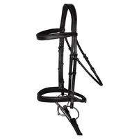 Bridon en cuir pour cheval avec nezier rembourré marron réglable et chaîne de bridage, idéal pour l'équitation anglaise et western
