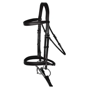 Brida de Cuero para Caballo con Narquera Acolchada Marrón Ajustable y Cadena de Control, Ideal para Equitación Inglesa y Western - Product Image 6