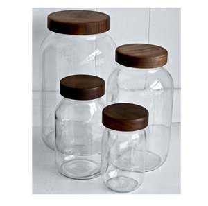 Glass Storage Containers Wooden Lids Dishwasher Safe Modern Luxury Design for Coffee Tea <b>Sugar</b> Salt Snacks Pantry Organization - Product Image 4
