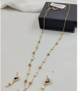 Collier de créateur avec pendentif fantaisie et perles serti de boucles d'oreilles pour la fête, parfait pour le mariage, à porter au quotidien pour les femmes - Product Image 2