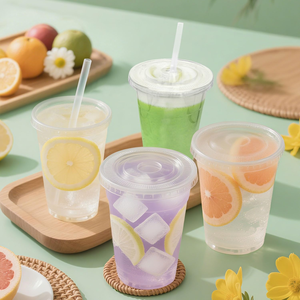 Gobelets jetables biodégradables en PET/PLA avec couvercles et pailles, sans BPA, étanches, compatibles congélateur, tailles 8-300 ml, pour café glacé, sans PFAS - Product Image 2