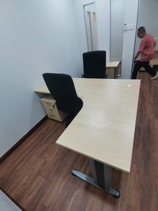 Stylish Durable Modern L Shape Commercial Office Conference <b>Table</b> Chipboard Melamine Finish <b>Epoxy</b>-Coated Metal Legs Home Office - Product Image 3