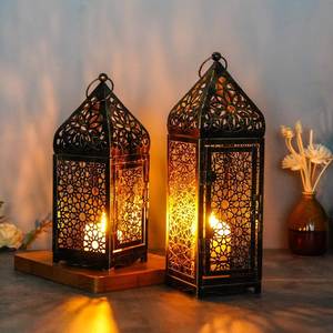 Brass <b>Lantern</b> With Glass Panels For Home Decoration Durable Metal <b>Candle</b> Holder - Product Image 1