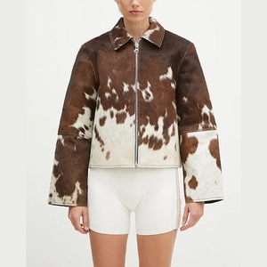 Authentic Genuine Leather Unisex Winter Bomber Jacket Eco-Friendly Waterproof Reversible Breathable Quick Dry <b>Animal</b> <b>Pattern</b> - Product Image 2