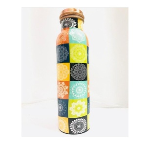 Traditional <b>Copper</b> <b>Drinking</b> <b>Bottle</b> with Lid Eco-Friendly Classic Design Smooth Finish for Home Office School Gym & Outdoor Use - Product Image 2