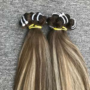 Venta al por mayor 100% Super doble dibujado cabello humano virgen extensiones de cabello humano Color de piano humano para hacer trama Genius - Product Image 6