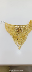 สร้อยคอทองคำแท้ 22k สำหรับผู้หญิง เครื่องประดับงานแต่งงานแบบอินเดียดั้งเดิม ดีไซน์ลายดอกไม้ฉลุลาย สร้อยคอทองคำ - Product Image 3