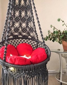 Hamac suspendu en macramé fait main, siège en coton suspendu - Product Image 2