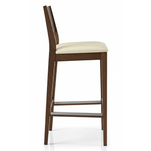 Silla de Bar Niwara de Madera de Teca Sólida de Primera Calidad, Contemporánea, Superventas, Taburete de Barra con Asiento Tapizado en Blanco, Lujosa para Hotel o Casa de Campo - Product Image 4