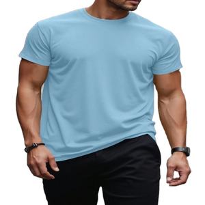 Camiseta de Algodón Casual para Hombre de Alta Calidad, de Verano, de Manga Corta y Media Manga, Color Sólido, 100% Algodón, Larga - Product Image 1