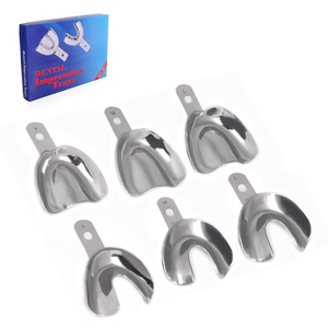 Juego de 6 Bandejas de Impresión Dentales de Acero Inoxidable Premium, Sólidas y Sin Perforaciones (Tallas S, M, L/ Superior e Inferior) - Product Image 1