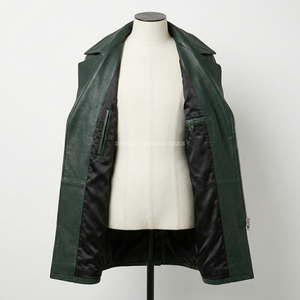 Custom Mens Forest Green Leather <b>Suede</b> Long Trench Coat Mixed Media Double Rider Biker <b>Jacket</b> Wholesale Outerwear Manufacturer - Product Image 5