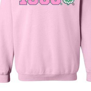 Sudadera AKA Light Pink 1908 Ivy con cuello redondo, gráfico verde y rosa, de forro polar, unisex, para hermandades griegas, OEM ODM - Product Image 5