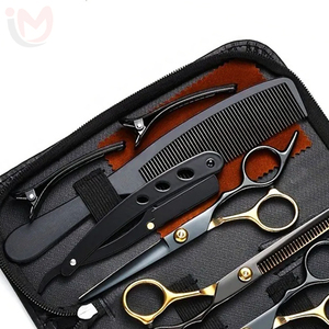Barber Tool Kit <b>Set</b> Stainless Steel Professional Hair Cutting Scissors Comb <b>Razor</b> Salon Tool Kit IMANS - Product Image 3