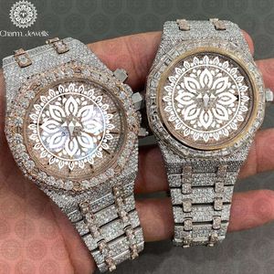 Charm_Jewells Luxury Men Stainless Steel <b>Watch</b> Round Case 43mm Analog Quartz Sapphire Crystal <b>Diamond</b> Bracelet Fashion - Product Image 3