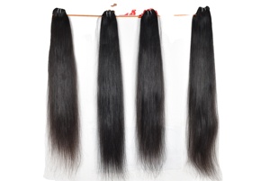 Extensions de cheveux indiens Remy vierges bruts à 100 %, double trame machine, lots de mèches ondulées, noir naturel, sans traitement chimique - Product Image 4