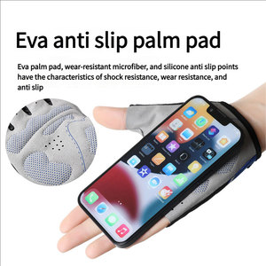 Gants de cyclisme mi-doigts antidérapants, extensibles, respirants et légers, unisexes, été, polyester, fermeture à enfiler, rouge, noir, blanc, gris - Product Image 5