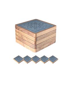 Ensemble de sous-verres carrés en bois de luxe pour tasses à thé, à café, verres – Protection élégante de table, article décoratif, cadeau - Product Image 5