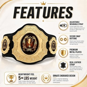 Professional Custom Champion Belt <b>Wrestling</b> Boxing MMA Title Championship Premium Leather Gold Metal Plates OEM Logo Supplier - Product Image 4