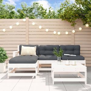 Ensemble de salon de jardin modulaire en pin massif blanc 5 pièces, collection de meubles d'extérieur durables et élégants - Product Image 1