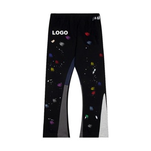 High Quality 100% Cotton Fleece Mens <b>Joggers</b> Street Wear Style Custom Print Wide Leg Baggy Fit Casual <b>Stacked</b> Flared Sweat Pants - Product Image 6