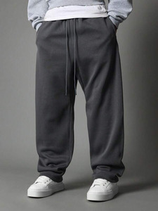 High Quality Custom Stonewashed Fleece Joggers Wholesale <b>Men's</b> Customized Colors Regular Straight Leg Sweatpants Bulk Slight - Product Image 1