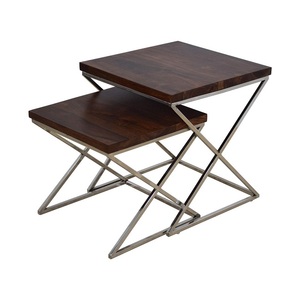 Unique Metal Nesting <b>Table</b> With Glass Top Multipurpose Furniture <b>Set</b> For Home Office And Lounge Areas - Product Image 4