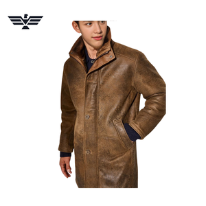 EMPIRE TREND WEARS <b>Men's</b> Long PU Leather Motorcycle <b>Jacket</b> Windproof Winter Workwear Style Stand Collar Sherpa Lining Zipper <b>Fur</b> - Product Image 5