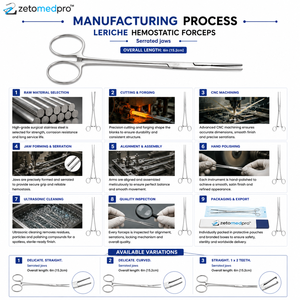 Pinzas Hemostáticas LERICHE con Mordazas Serradas de 6 pulgadas (15.2 cm), Delicadas, Rectas o Curvas, con 1x2 Dientes, ZETOMEDPRO - Product Image 6