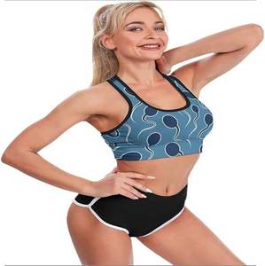 Dark Blue Sperms Breathable Plus Size Fashion Sports Bras Cozy Y Back Yoga Bra Sleeveless Crop Tank Tops - Product Image 4