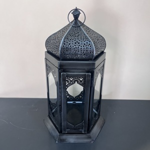 การออกแบบโดยช่างฝีมือโคมไฟทำด้วยมือการตกแต่งด้วยเหล็กและกระจกแกะสลักแบบโบราณ8.75x9.75X17สำหรับตกแต่งบ้านทุกโอกาส - Product Image 5