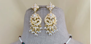 Conjunto de Collar Jadau de Latón Chapado en Oro de la Mejor Calidad, con Aretes, para Bodas y Fiestas, Colección para Mujer - Product Image 2