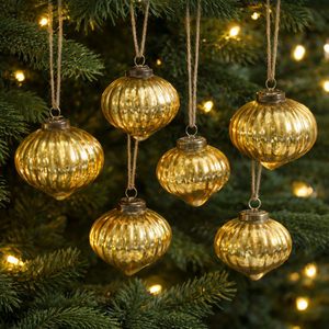 VIXM-14046 Boule de Noël suspendue en verre en forme d'oignon, décoration élégante pour arbre de Noël |   Ornement de luxe de haute qualité pour la maison et la décoration festive - Product Image 2