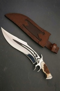 Cuchillo Bowie de Camping OEM DIY Hecho a Mano de Grado Industrial de 15 Pulgadas, Acero Recto de Alto Carbono de 3mm, Mango de Cuerno, Funda de Cuero UMAR - Product Image 3
