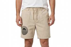 Pantalones Cortos Bermuda de Lona Caqui para Hombre, Casuales, Elásticos, de Cintura Media, con Estampado Tribal en Relieve, Bolsillos, Secado Rápido, 100% Poliéster, para Playa de Verano - Product Image 3