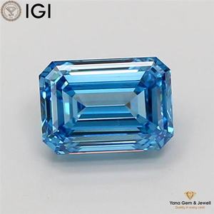 Diamante Cultivado en Laboratorio con Certificado IGI, Corte Esmeralda, Color Azul Intenso, Claridad VS2, 2.00 Quilates, para Anillo de Compromiso - Product Image 1