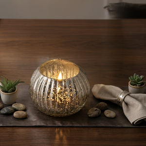 Portavelas de Cristal Mercurizado Hecho a Mano |   Elegante Centro de Mesa con Portavelas para Bodas |   Decoración Elegante para el Hogar |   Juego de Mesa Decorativo - Product Image 3