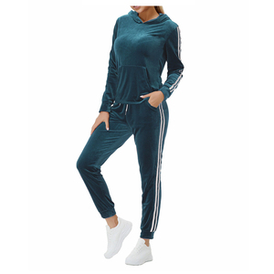 Ensemble de jogging 2 pièces en velours 100 % coton, coupe-vent et respirant, personnalisable, pour femme, hiver, écoresponsable - Product Image 4